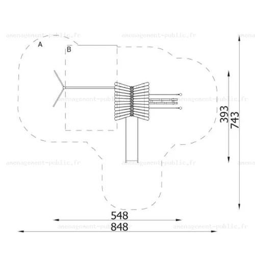 Structure pour aires de jeux extérieurs en bois de robinier
